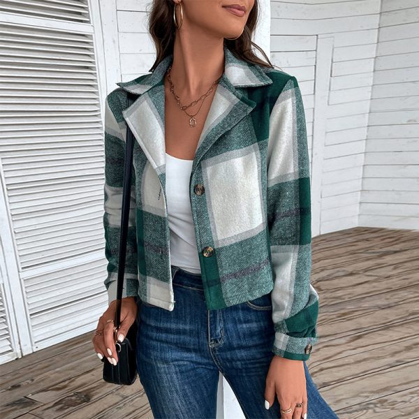 Retro Lapel Plaid Cardigan Coat