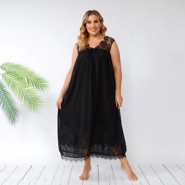 Plus Size Lace Sleeveless Nightdress