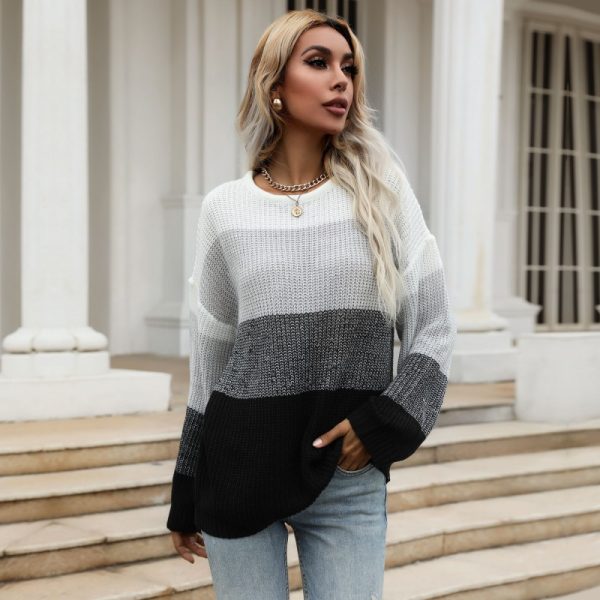 Autumn Knitted Sweater with Round Neck