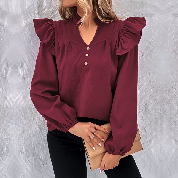 Autumn/Winter Solid Color Loose Shirt for Women