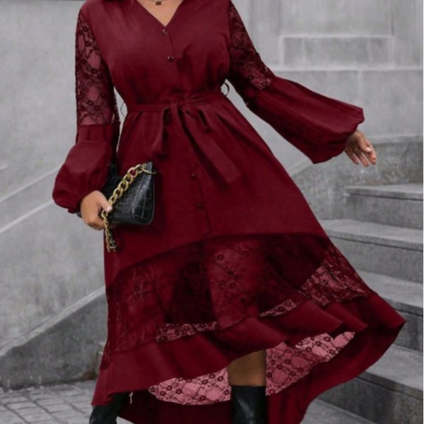 Plus Size Lace Stitching Dress for Women