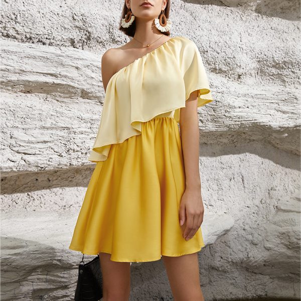 Irregular Asymmetric Tube Top Vacation Dress