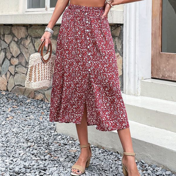 Printed Red Floral Skirt for Your Summer Strolls