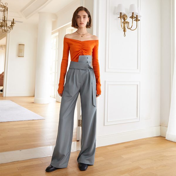 High Waist Wide Leg Office Pants