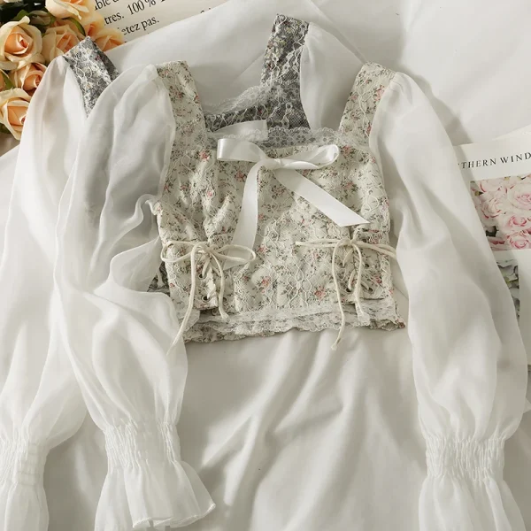 Chic Eco Blouse: Lace Patchwork, Long Sleeve