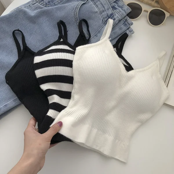 Stripe Crop Bra Cami, Eco Chic