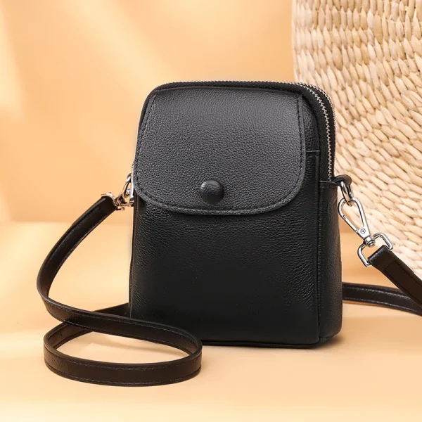 100% cowhide  Solid Color Single Shoulder Crossbody Bag