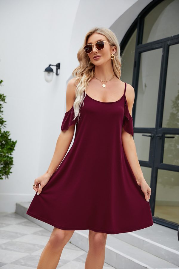 Off-Shoulder Ruffle Sleeve Camisole Dress: Women's Casual Summer Wear