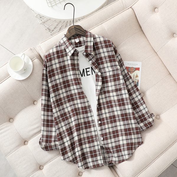 Retro Plaid Brushed Long Sleeve Shirt Outfit Ideas