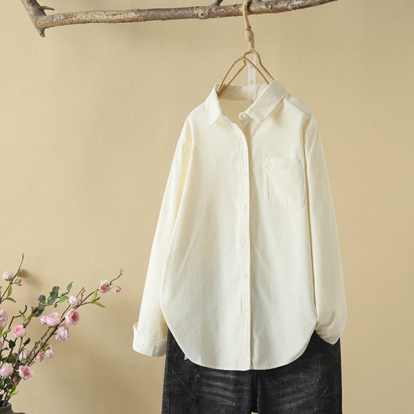 Long Sleeve Anti Wrinkle Soft Glutinous Collared Brushed Shirt Outfit Ideas