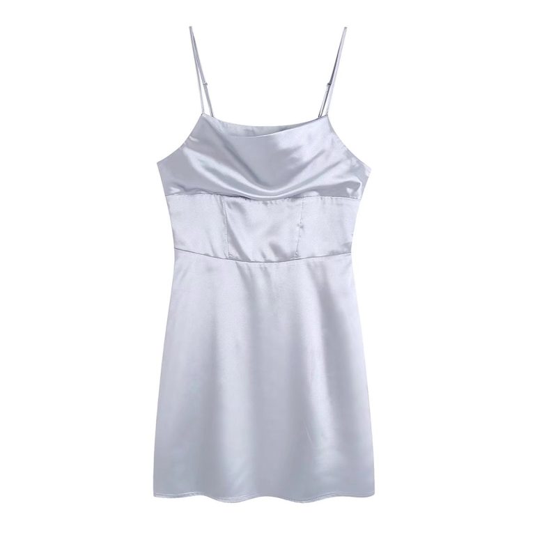 Summer Women Clothing Pajamas Sleeveless Solid Color Silk Satin Texture Cami Dress