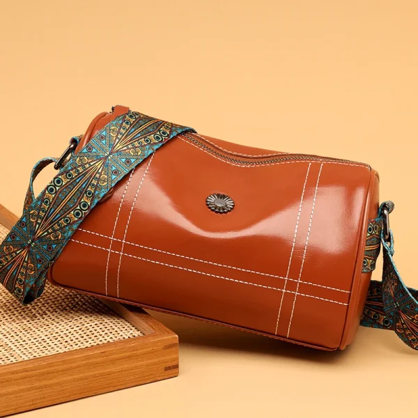 Oil wax skin Pattern Small PU Leather Crossbody Bag