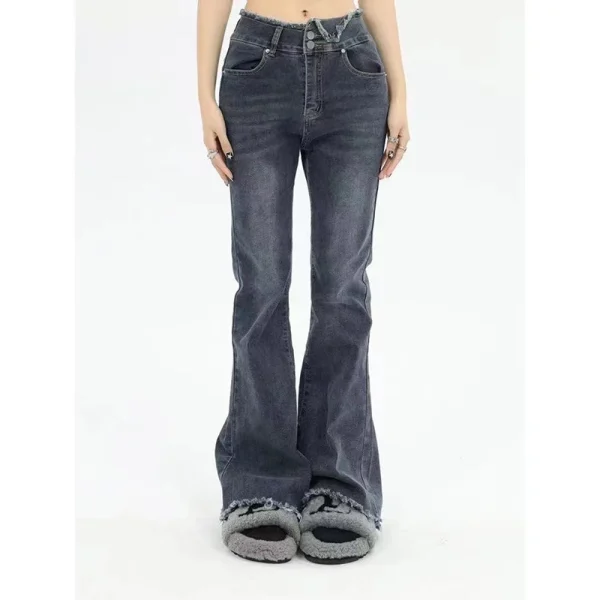 Flare Bleached Korean Style Chic Slim Full Length Denim