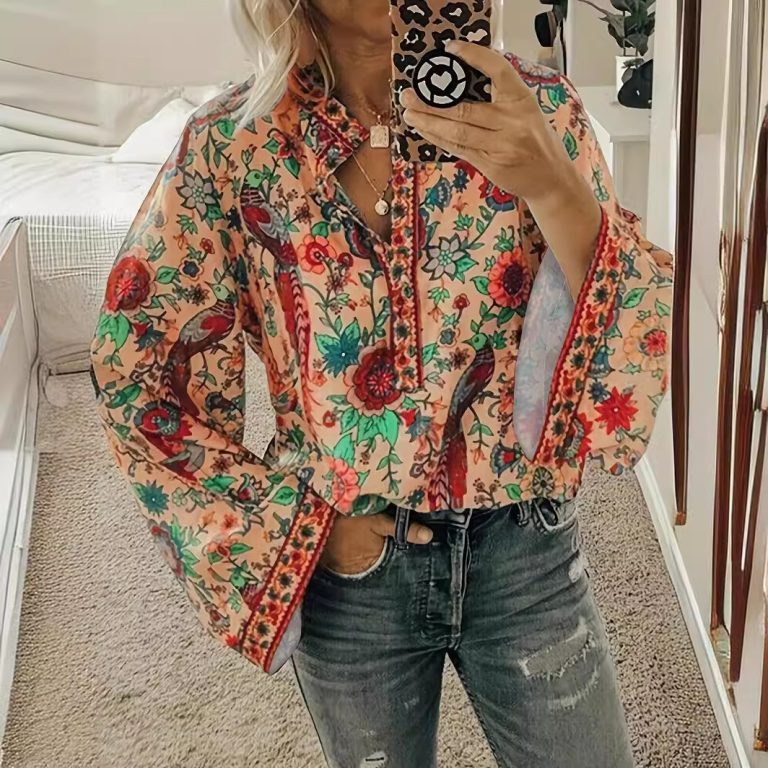 Women's Printed Bohemian Long Sleeved Shirt