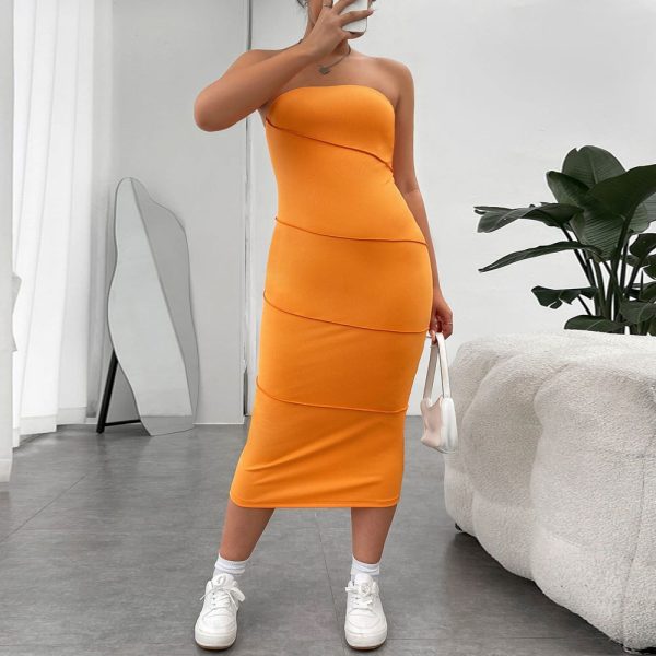 Internet Popular Plus Size Slimming Sheath Dress: Slim Fitting, Sexy Strapless Style