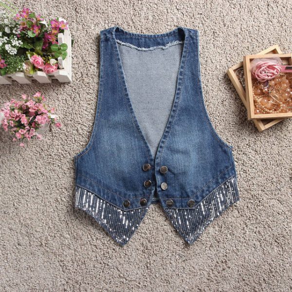 Korean All Matching Sleeveless Denim Waistcoat Outfit Ideas