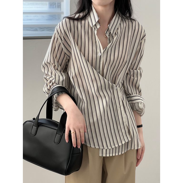 Vertical Striped Shirt Women Autumn Niche Long Sleeve Shirt