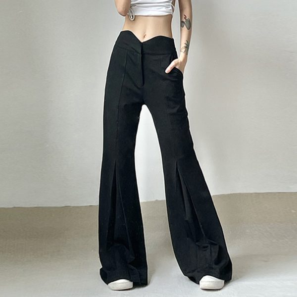 Asymmetric Grinding Design Stitching Pleating Slimming Horn Draped Work Pant