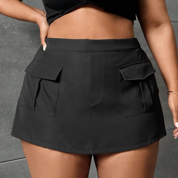 Plus Size Autumn/Winter Elastic Waist Workwear Culottes: Straight Shorts Casual Pants for Women