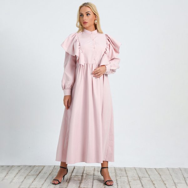 Elegant Graceful Loose Puff Sleeves Round Neck Dress: Plus Size Women's Clothing