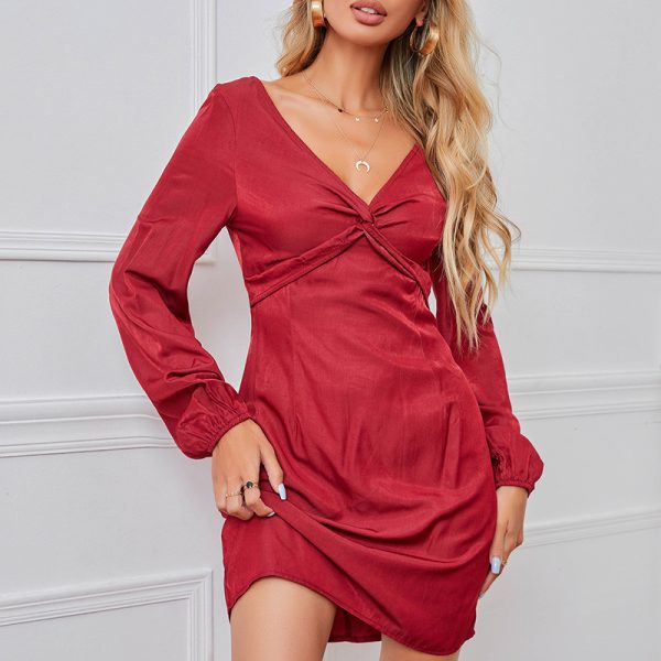 Sexy Long Sleeve V-Neck Women's Formal Dress