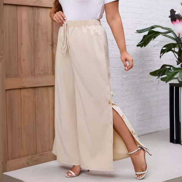 Women's Wide Leg Pants: Button Split, Spring/Summer Style"