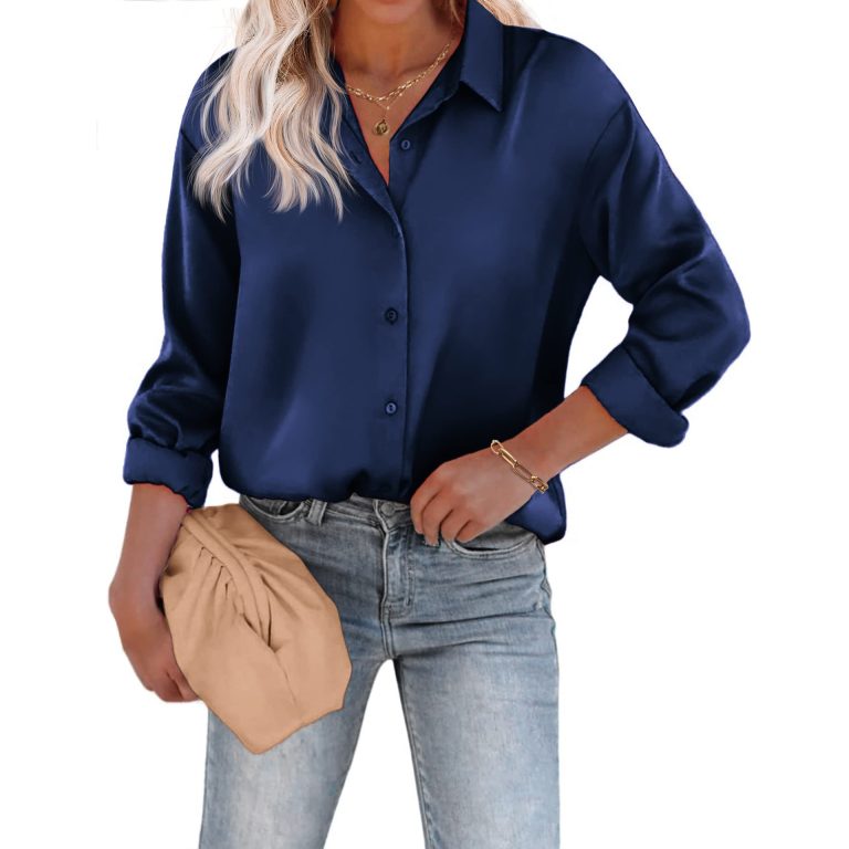 Women's Satin Silk Button-down Shirt