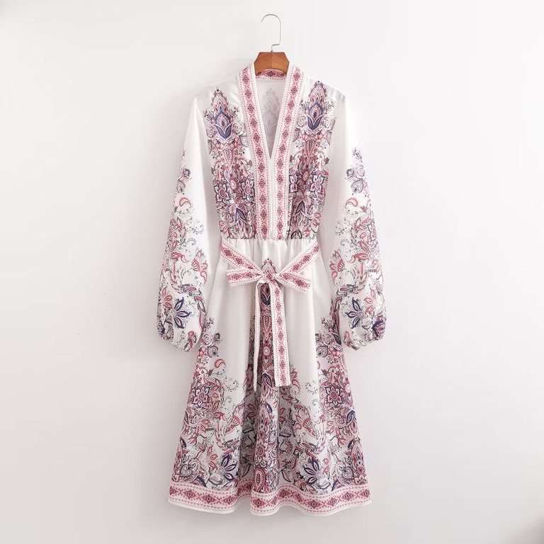 Women's Spring Long Sleeved Printing Positioning Dress