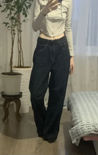 Vintage Women Wide Leg Jeans Harajuku Baggy Denim Trousers Oversized photo review