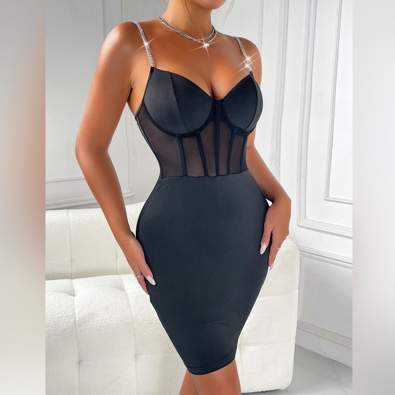 Women's Clothing Solid Color Sexy Slim Fit  Dress