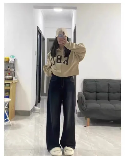 Vintage Women Wide Leg Jeans Harajuku Baggy Denim Trousers Oversized photo review