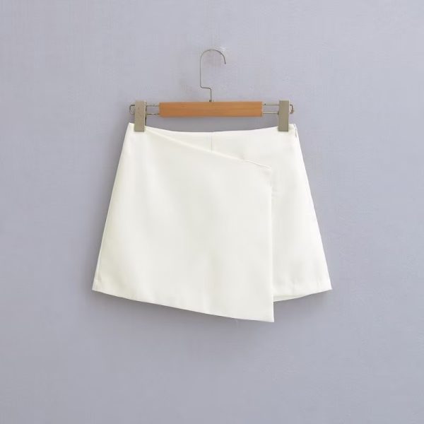 Women's Irregular Asymmetric Shorts Elegant Women Pants Spring Slim Fit High Waist Culottes