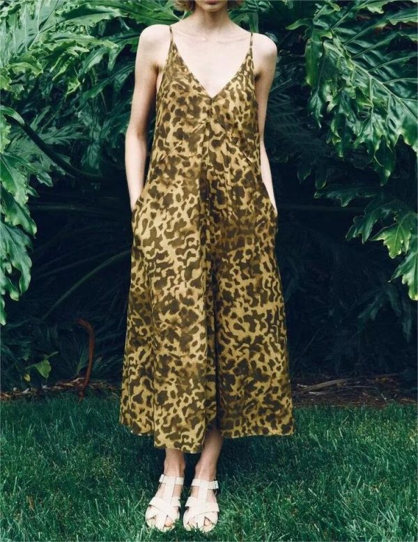 Women's Leopard Print Camisole Maxi Dress