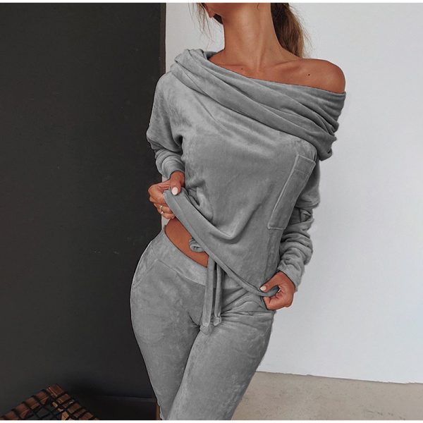 Women's Set Off-shoulder Bow Slim Fit Home wear Suits Lounge wear