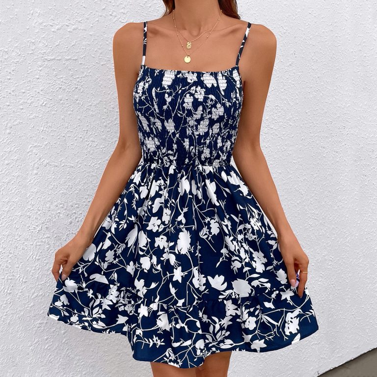 Women's  Clothing Printed Waist Controlled Sexy Tube Top Dress