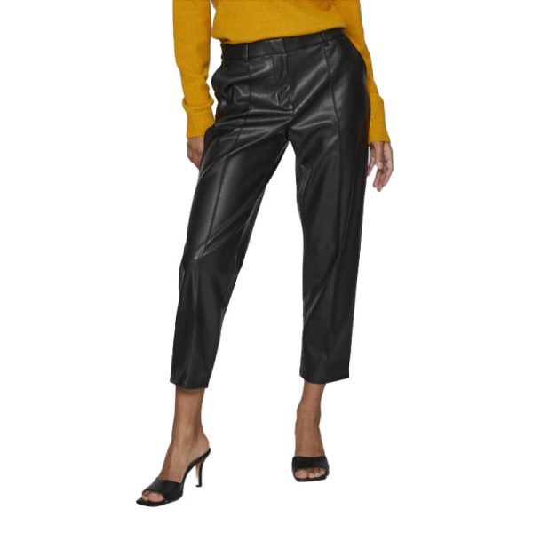 Women's  Faux Leather Pants High Waist Straight Pants Women