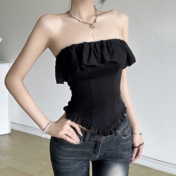 Women's  Neck Irregular Asymmetric Tube Top Sexy Waist Slim Fit Top