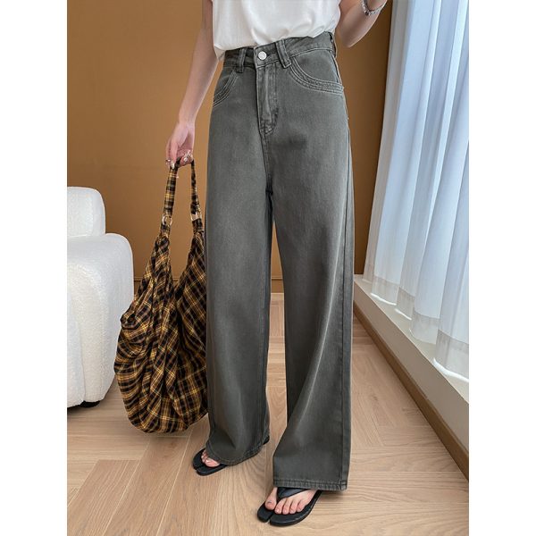 Women's  Distressed Wide Leg Mopping Jeans Slimming Early Spring