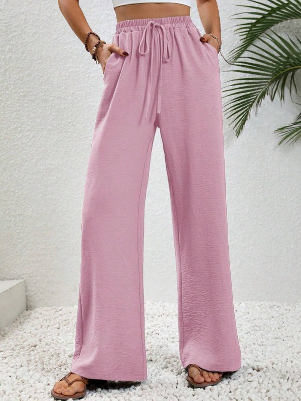 Women's  Clothing Spring Summer Solid Color Mop Wide Leg Pants Casual Pants