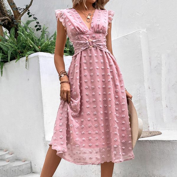 Women's Maxi Dress Elegant Dress Jacquard Ruffled Midi Dress