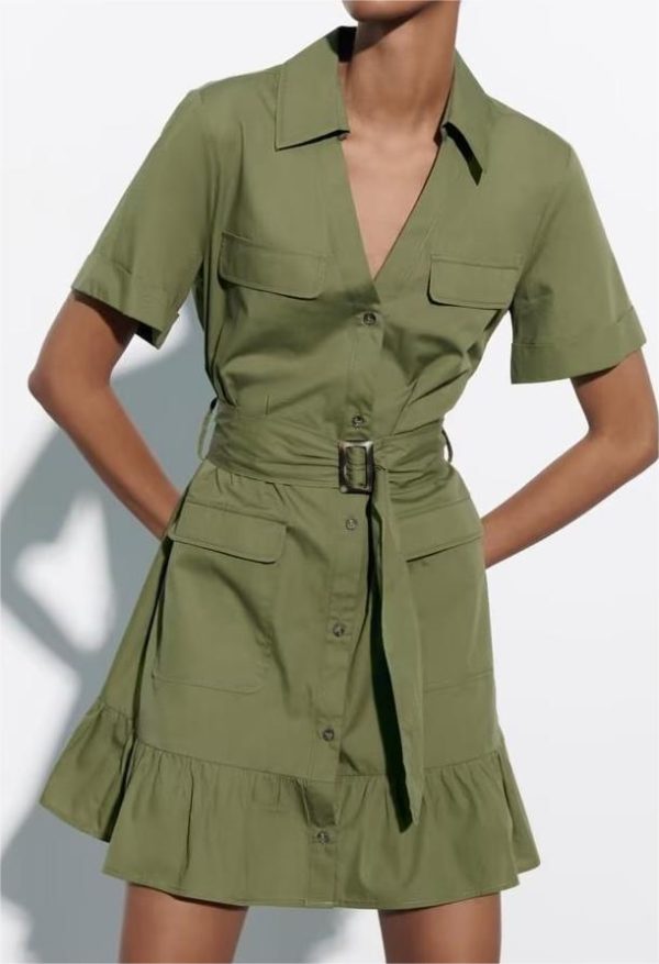 Women's Spring Clothing Simple Graceful Waistband Poplin Dress