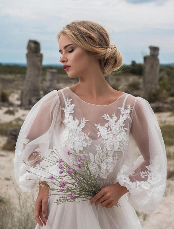 Women's Mesh Embroidery Dress Wedding Dress