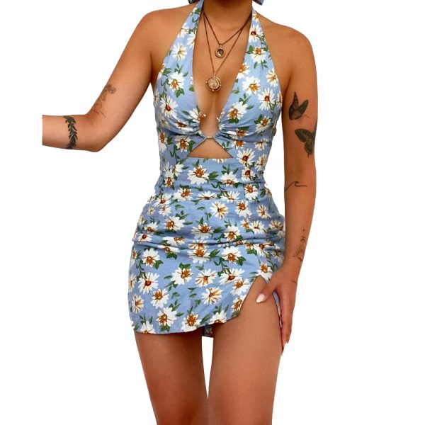 Women's Halter Backless Dress Swimsuit