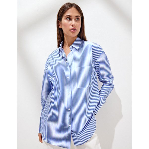 Women's  Loose Polo Striped Shirt