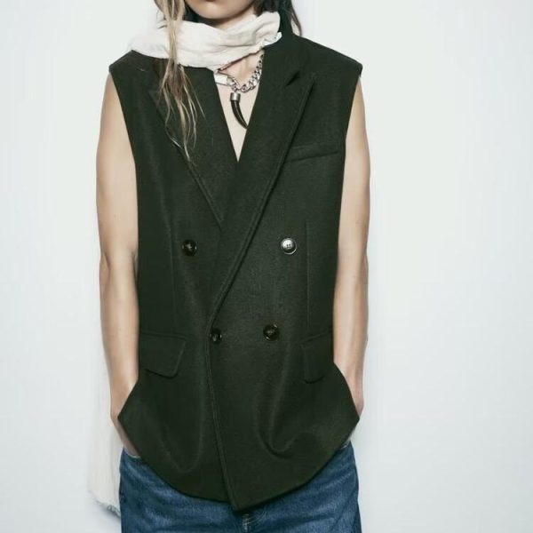 Temperamental All Match Waistcoat Double Breasted Suede Vest