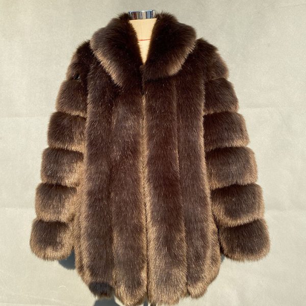 Winter New Fur Coat Women Faux Fur Mid Length Fur Coat Women Plus Size