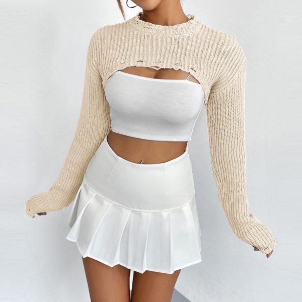 Pullover Knitting Design Ultra Short Outer Sexy Half Top Spring Fashion 2025