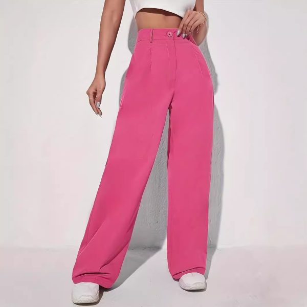 High Grade Drape Casual High Waist Slim Fit Wide Leg Pants