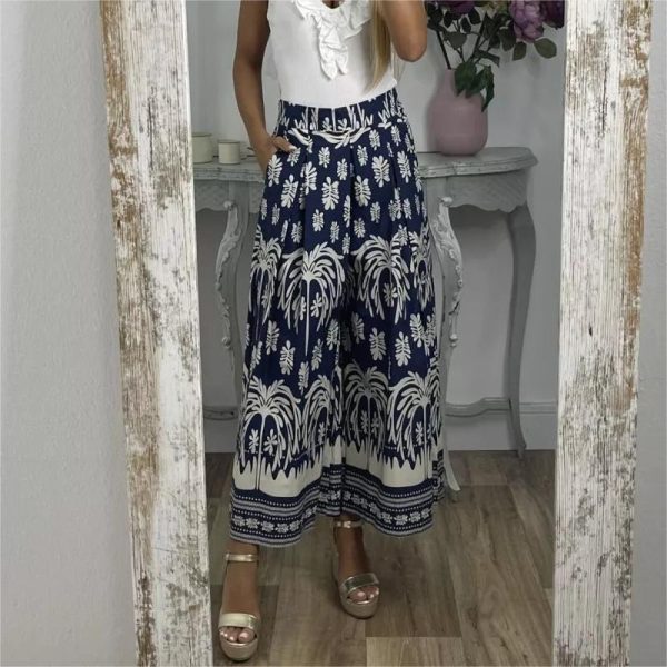 Women Casual Trousers Positioning Printing Loose Wide Leg Casual Trousers fashion trends