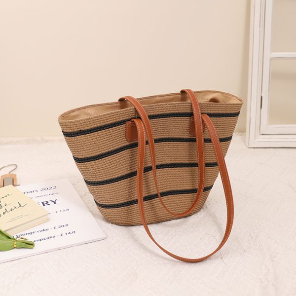 Striped Shoulder Straw Bag Woven Bag